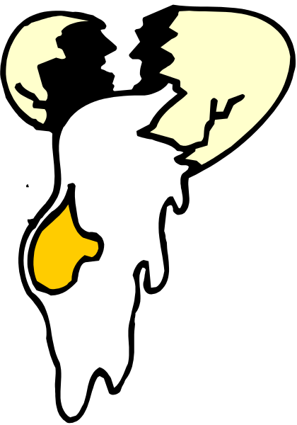The image shows a cartoon of an animal with its head ripped open to reveal another creature inside it; there is no text present in this clip-art illustration.