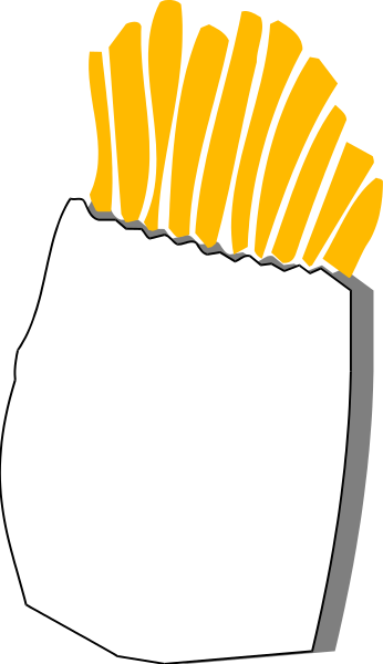 The image shows a cartoon of French fries with ketchup on top inside an open container that is placed within another larger one filled with more french fries.
