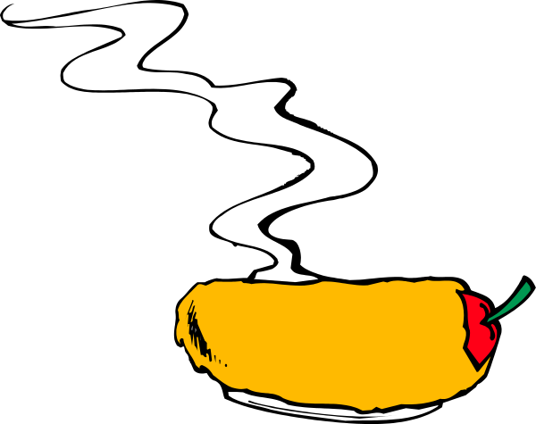 The image shows a black background with two yellow peppers on top of each other; smoke is rising from between them in an upward direction towards the right side of the frame.