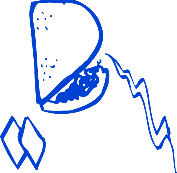 The image shows a blue pixelated logo with white text that reads "B".