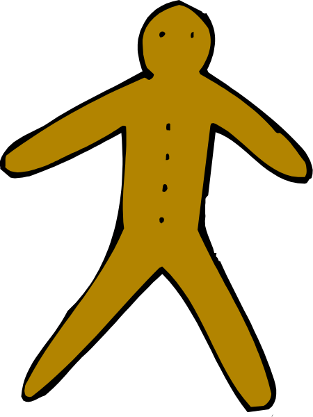 The image shows a simple line drawing of an orange stick figure walking on what appears to be a black background with no additional details provided about any other elements in this clip-art representation.