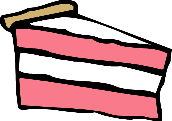 The image shows a slice of cake with pink frosting on top, placed next to an American flag that has red stripes alternating between white stars in blue backgrounds.