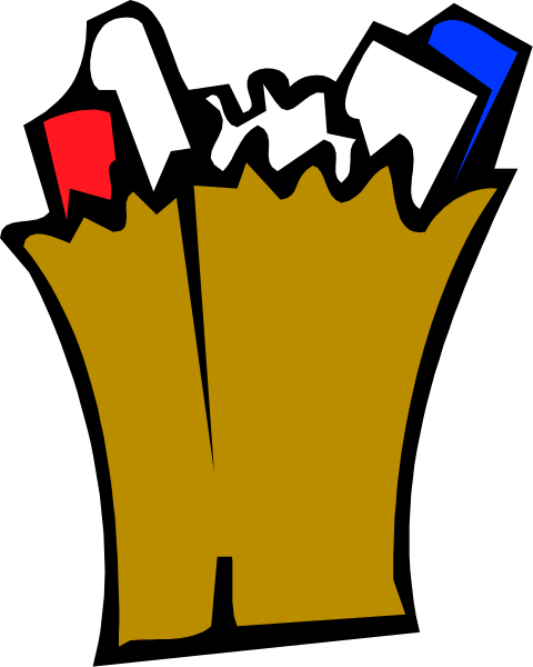 The image shows a cartoon of an open book with pages that appear to be torn out from it, revealing various items such as scissors, paintbrushes, glue sticks, and other crafting supplies inside.