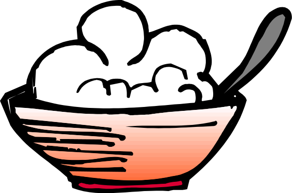 The black and white cartoon shows a bowl of cereal with milk on top next to an empty spoon, suggesting that someone has just finished eating breakfast.
