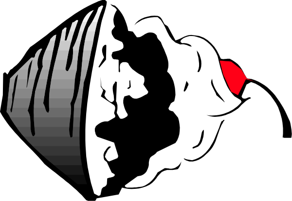 The image shows a black cat with red eyes sitting on top of an object that resembles a white fish lying down in front of it.