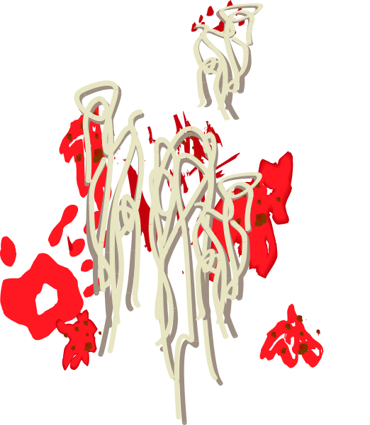 The image shows a black background with white scribbles that resemble abstract shapes of plants on top left corner; there is no text present in this clip-art image.