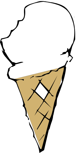 The image shows a slice of pizza with cheese on top placed next to an ice cream cone that is partially visible from behind in what appears to be a dark background.