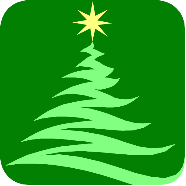 The image shows a Christmas tree with snow on its branches against a green background, symbolizing holiday cheer during wintertime.