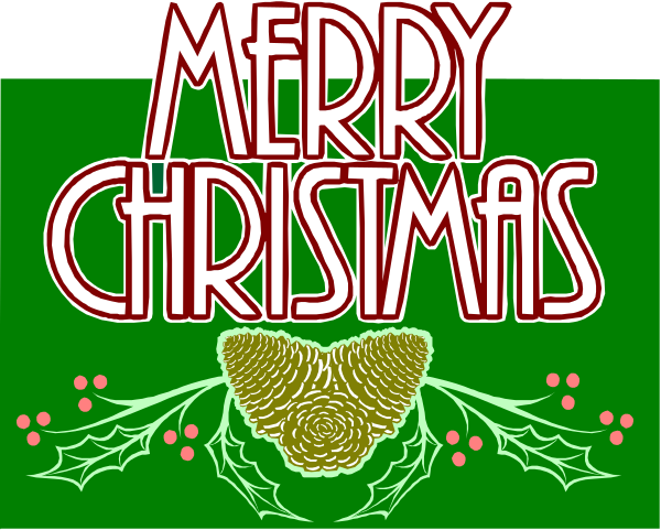 The image features a festive greeting with text that reads "merry christmas" atop an illustration of holly leaves on either side.