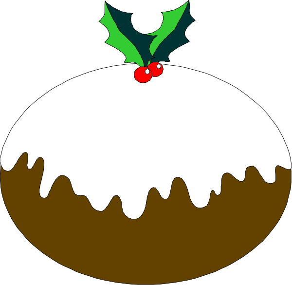 The image shows two Christmas trees with candy canes on top of them placed next to a snowman that has been decorated like Santa Claus in front of what appears to be an icing-covered pineapple, suggesting it is meant for holiday decoration purposes. There's no text present within the clip art itself. The style suggests this could be used as festive seasonal greeting cards or stickers with a playful and whimsical theme.