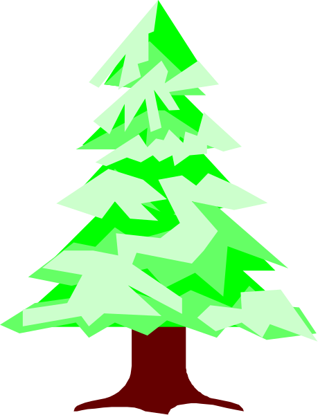 The image shows a pixelated representation of an evergreen tree with green needles against a dark background.
