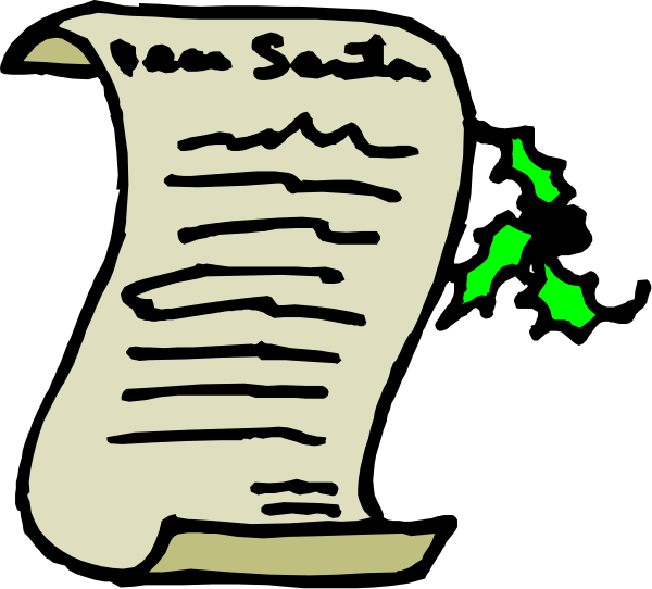 The black and white illustration shows a scroll with text that reads "Vanessa Soda" at its top right corner, placed on what appears to be an open book lying flat in front of it.
