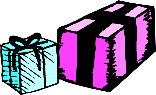 The image shows a collection of colorful gift boxes with different shapes and sizes on top of each other against a dark background.