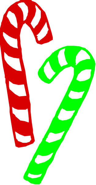 The image shows two candy canes with a red stripe on top of each other against a white background.