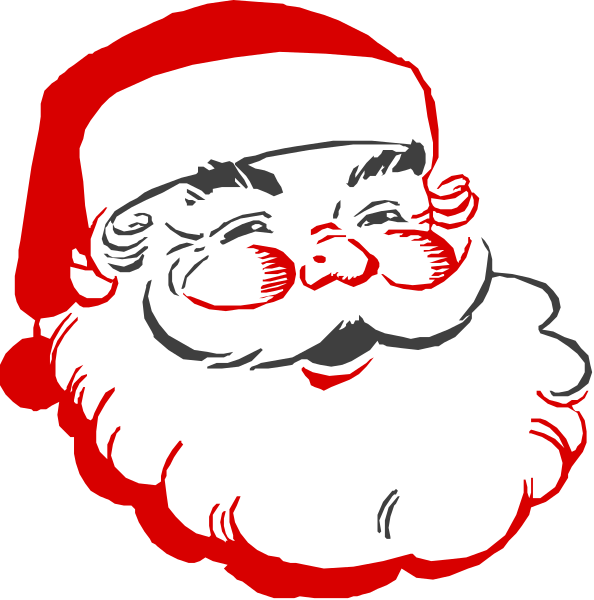 The images show a cartoon representation of Santa Claus with red clothing against two different backgrounds: black for top image and white for bottom one.