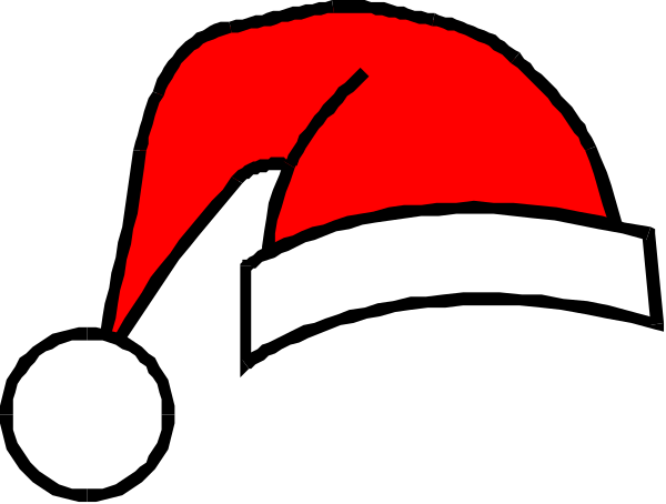 The image shows a red Santa hat with white trim on top of an object that appears to be a black silhouette resembling a person's head wearing glasses.