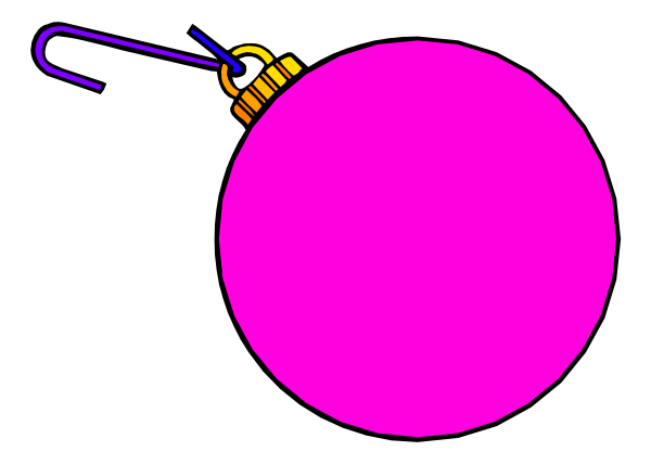 The image shows a pink circle with an object that resembles a bomb inside it on what appears to be a black background; there is also a small yellow stick figure in front of this explosion-like shape, seemingly unaffected by its presence.