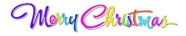 The image shows a Christmas greeting with colorful text that reads "Merry christmas" on top of an empty background.