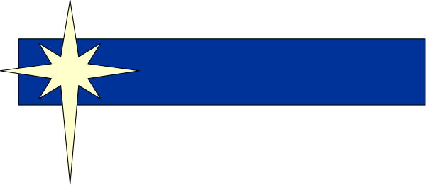 The image shows a stylized graphic of an emblem with blue stripes on either side featuring what appears to be stars at each end; in between is a white star-like shape that resembles a flower, and there's text above it reading "POLICE" followed by the word "DEPARTMENT."