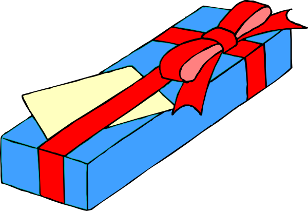 The image shows a blue gift box with an open lid on top of it next to another closed red gift box; there is also a white cardboard tag attached to one side of the opened present that has "Happy Birthday" written in black text, and two ribbons are tied around both boxes.