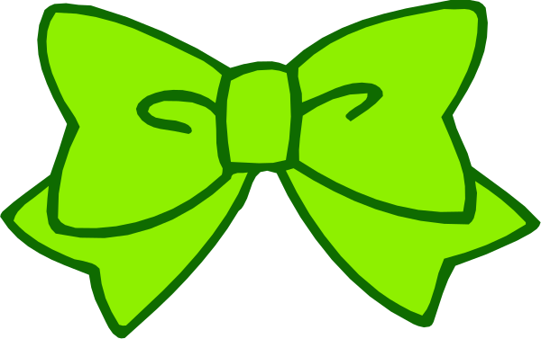 The image shows a green bow with two loops on either side of it against a white background.