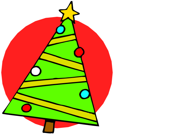 The image shows two Christmas trees with a red background featuring green needles on top of each tree; there is no text present in this clip-art illustration.