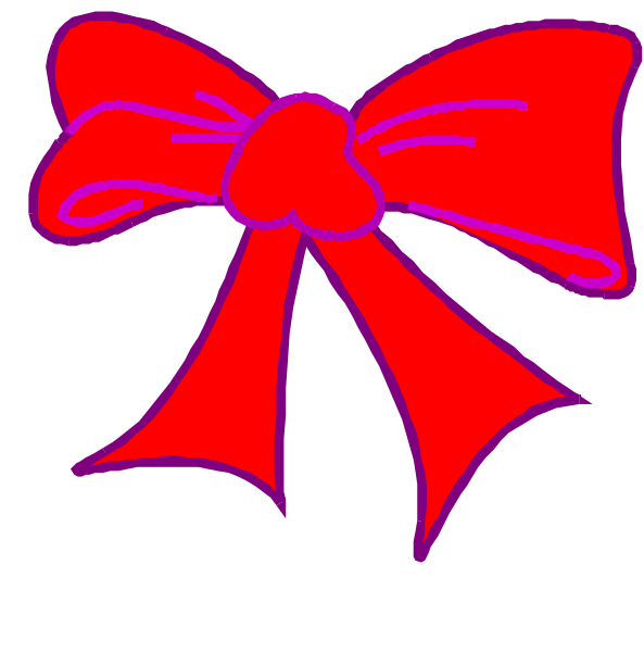 The image shows a red bow with two tails tied together against a black background.