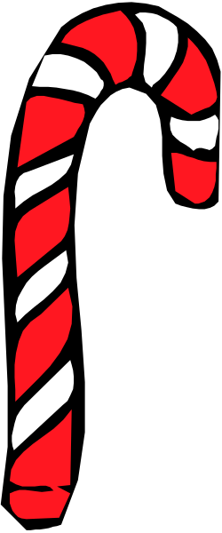 The image shows a candy cane with red stripes on top of it against a black background.