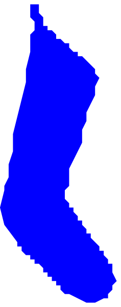 The image shows a blue line on a gray background with black borders at either end of the rectangle.