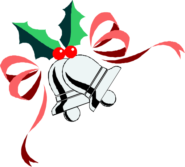 The image features a festive holiday greeting with Christmas decorations including holly leaves, berries, red ribbon bow, mistletoe sprig, and two candy canes on either side of an animated character that appears to be wearing armor and holding a sword in one hand while the other is raised as if waving.