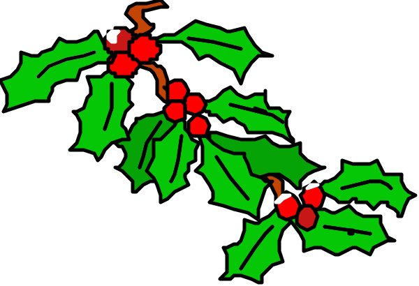 The image shows a digital illustration of mistletoe with berries on it against a dark background.