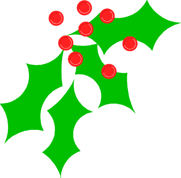 The image shows a festive holiday scene with red poinsettia leaves forming Christmas wreaths against a black background; there is no text present in this clip-art illustration.