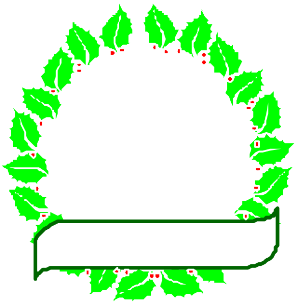 The images show a wreath with Christmas trees around it on two separate backgrounds: black for the left side of image 1 and white for the right side of image 2. There is no text present in either picture, but there appears to be an object resembling a pine cone at the center of each wreath design. The style suggests that these are clip-art images designed with simple shapes and colors typically used as decorations or greetings during holiday seasons like Christmas.