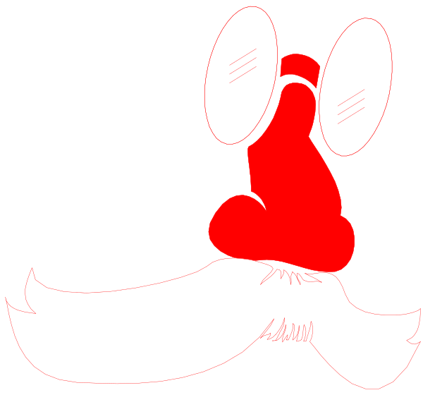 The image shows a cartoon of an anthropomorphic character with red hair wearing glasses that has been edited to look like it is missing its nose; this gives it a humorous appearance as if something were taken away from it, possibly in reference to humor about facial features or lack thereof.