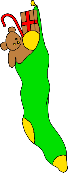The image shows a cartoon of an elf with green pants holding onto a candy cane while riding on Santa's back as he flies through the air above snow-covered ground during Christmas time.