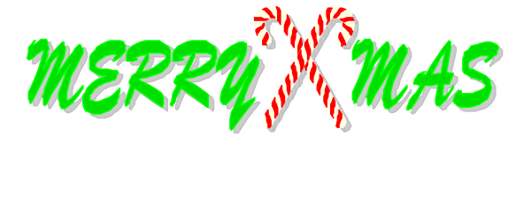 The image shows a Christmas greeting with "Merry Xmas" written on it along with two candy canes at either end of the text in green font against a white background.