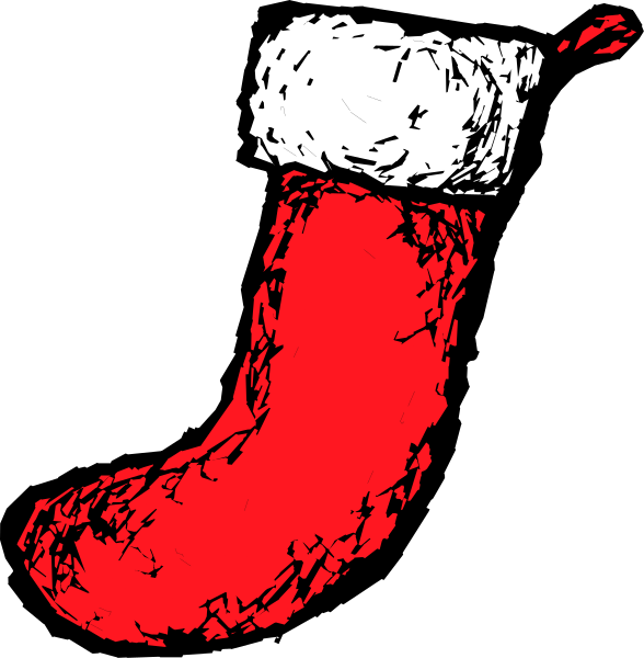 The images show a Christmas stocking with "Santa Claus" written on it against two different backgrounds: black for one image and white for another.