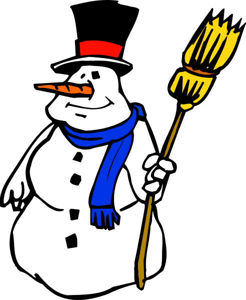 The cartoon depicts a snowman holding an oar with "Santa Claus is coming to town" written on it while standing in front of a black background.