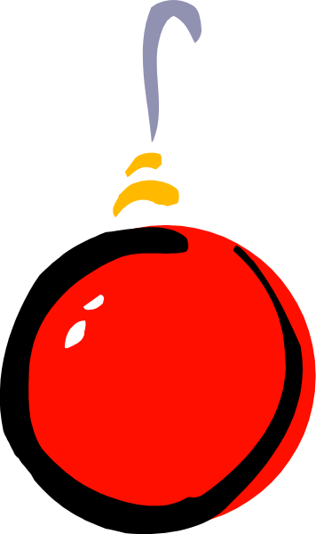The image shows a red bomb with an attached fuse next to it on what appears to be a gray background.