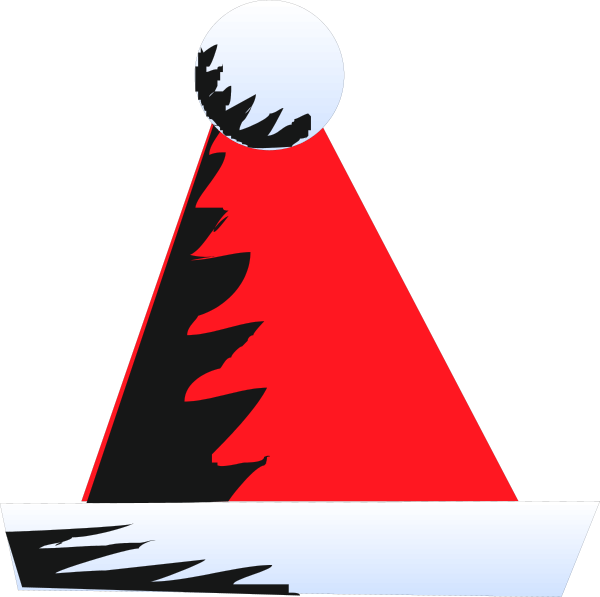 The image shows a stylized graphic of an abstract Christmas tree with red triangular shapes at its base against a black background; there is also what appears to be a white snowflake-like shape above it, and two smaller circles resembling eyes or lights on either side near the top.