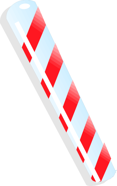 The image shows a ruler with red stripes on it against a gray background.
