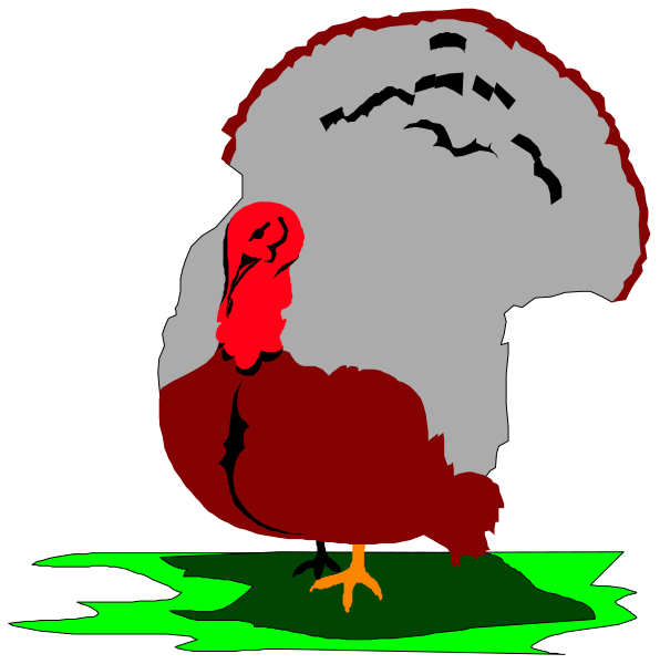 The image shows a turkey with its head missing from two different angles: front view (left) and side profile (right).