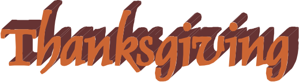 The image shows a text that reads "Thanksgiving" with an orange background behind it.