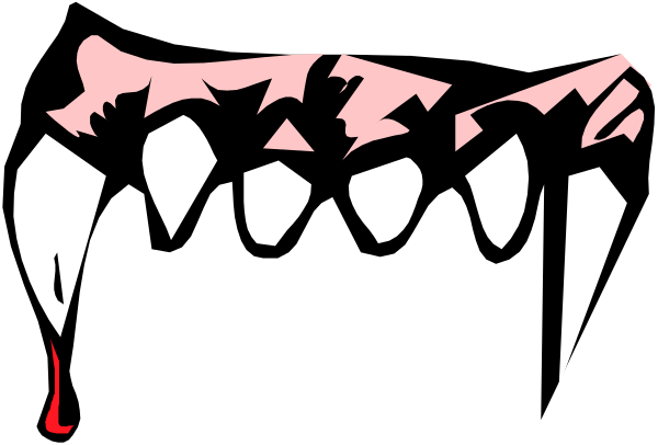 The image shows a black and white illustration of three cartoonish figures with exaggerated features such as large eyes and teeth; one figure is holding what appears to be an axe in its right hand while another has blood dripping from their mouth, suggesting violence or horror theme.