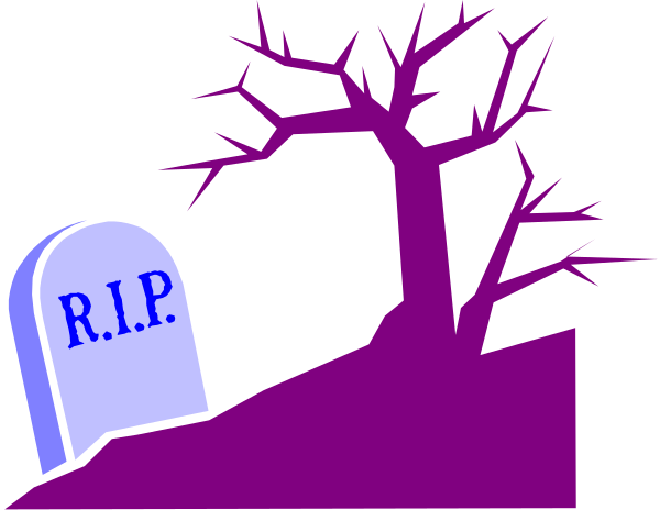 The image shows a Halloween scene with two tombstones labeled "Rip" on either side of an old tree that has no leaves against a dark background; there is also text reading "Halloween."