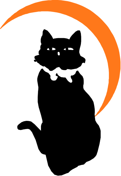 The image shows a black silhouette of an animal with two ears against a red background on its left side.