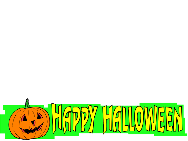 The image shows a Halloween greeting with text that reads "Happy halloween" on top of an orange pumpkin background.