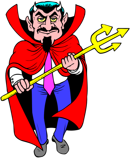 The illustration features a cartoon character dressed as Dracula holding an apple pie with his left hand while standing on top of a cape that is draped over him; he has long black hair and pointed ears, wears red lipstick, and holds what appears to be a small book in the right hand. The background consists of dark blue sky above and green grass below.