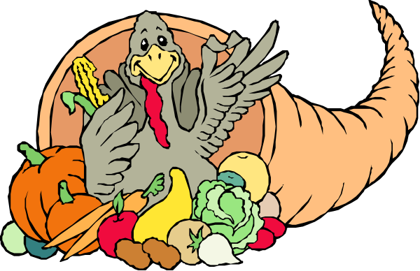 The image shows a cartoon turkey with its wings spread out inside an oven that is filled with various vegetables like carrots and broccoli along with other food items such as corn on the cob and pumpkins, suggesting preparation for cooking during Thanksgiving or similar festivities.