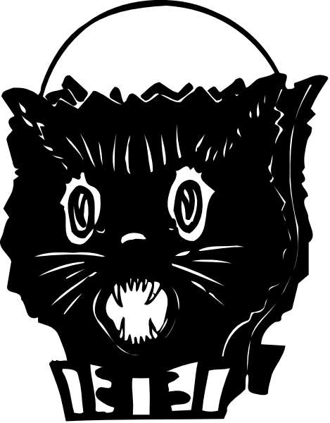 The black and white illustration features a cartoon cat with an exaggerated facial expression that appears to be shouting or yelling, set against a dark background.